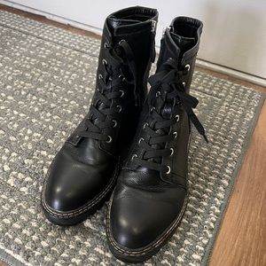 Black Nordstrom Moonie Water Resistant Leather Combat Boots